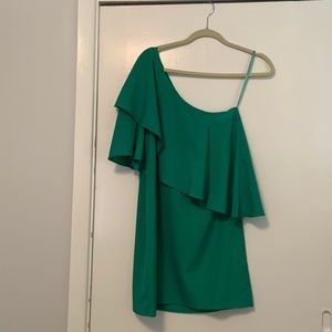 Asymettrical kelly green cocktail dress